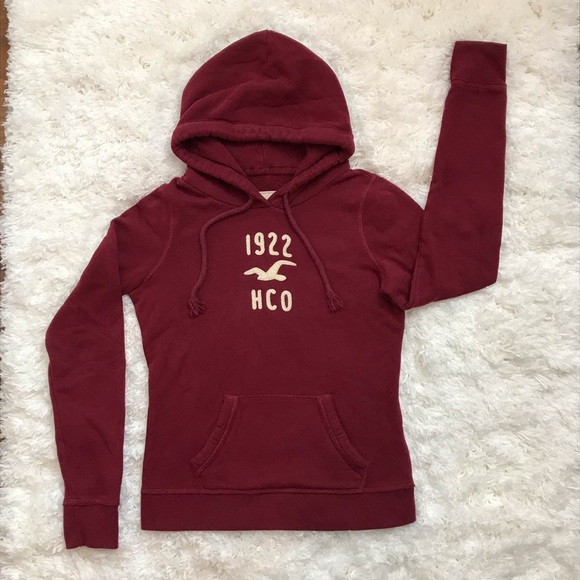 Hollister Tops - Hollister Maroon Hooded Sweatshirt Size Med, EUC